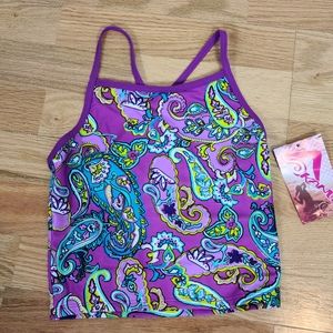 NWT Kanu Surf Girls Purple Paisley Tankini Top Size 10